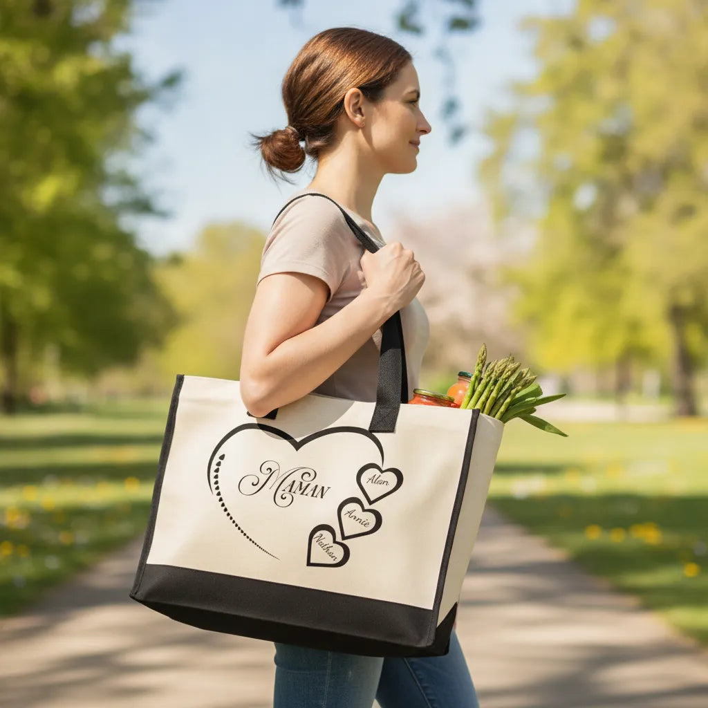 Large Sac Fourre Tout En Coton Parent Et Enfant