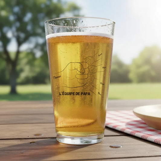 Verre à bière personnalisé L'équipe de papa