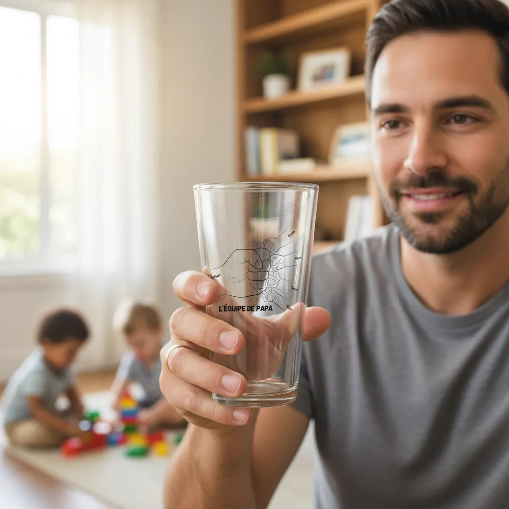 Verre à bière personnalisé L'équipe de papa