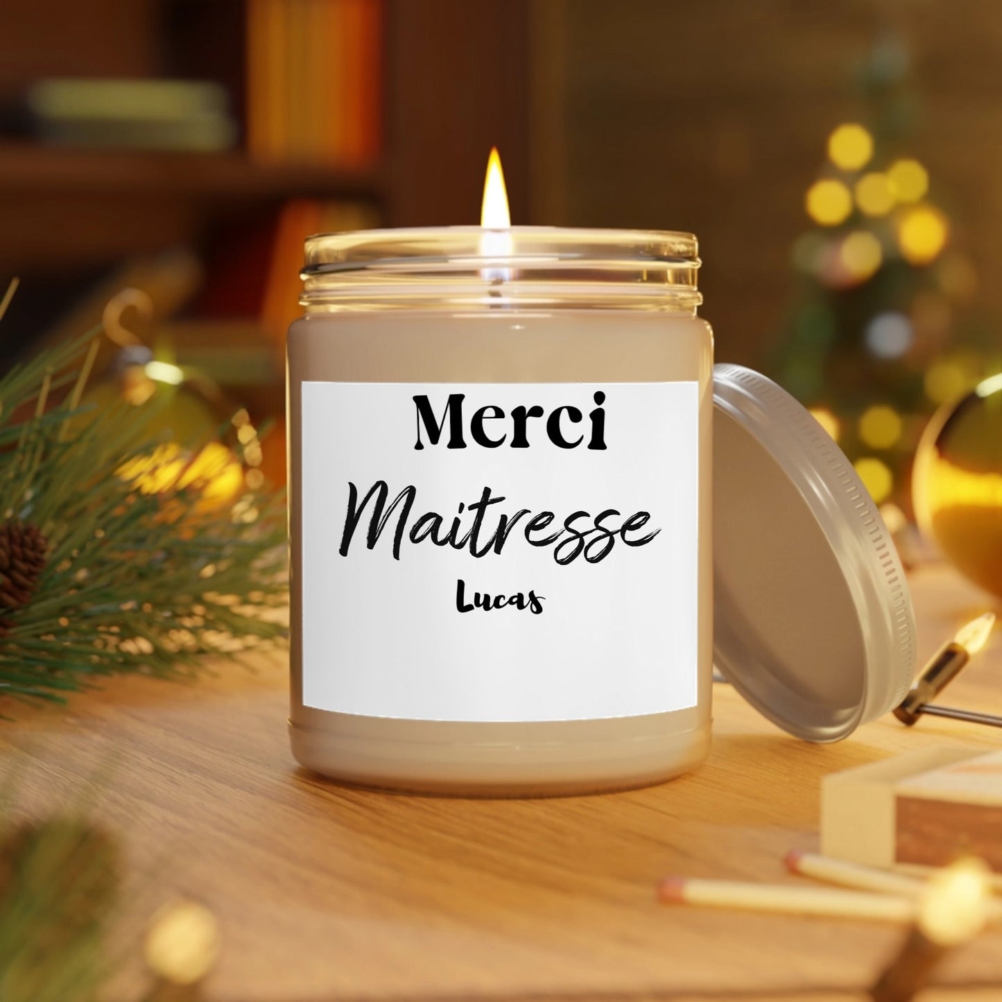 bougie personnalisee maitresse