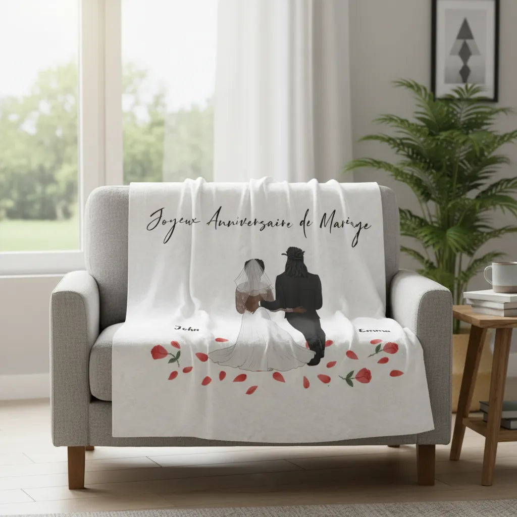 Couverture Personnalisée Anniversaire de Mariage