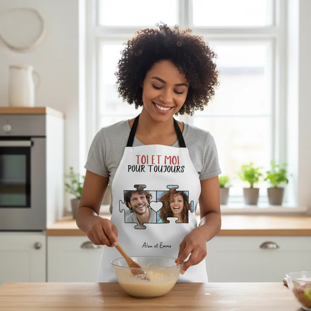 Tablier de cuisine personnalisé couple "Toi et Moi"