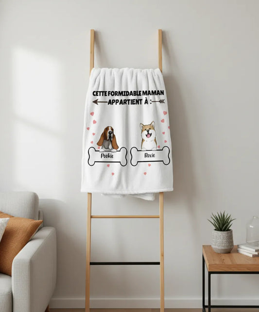 Couverture Personnalisée avec Chien Meilleure Maman