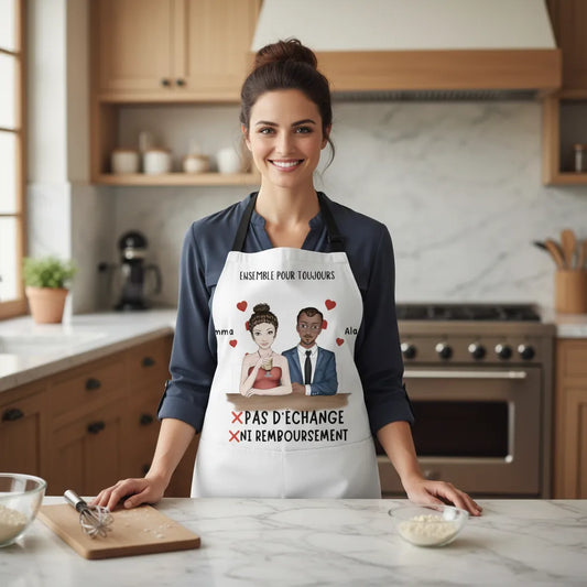 Tablier de cuisine personnalisé couple "Ensemble Pour Toujours"