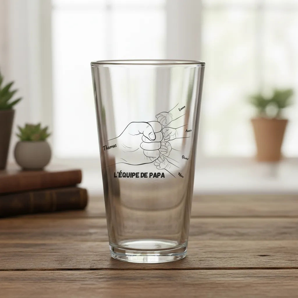 Verre à bière personnalisé L'équipe de papa