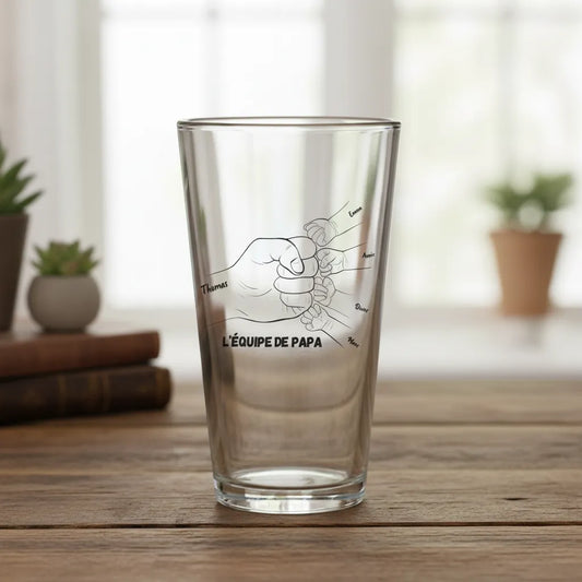 Verre à bière personnalisé L'équipe de papa