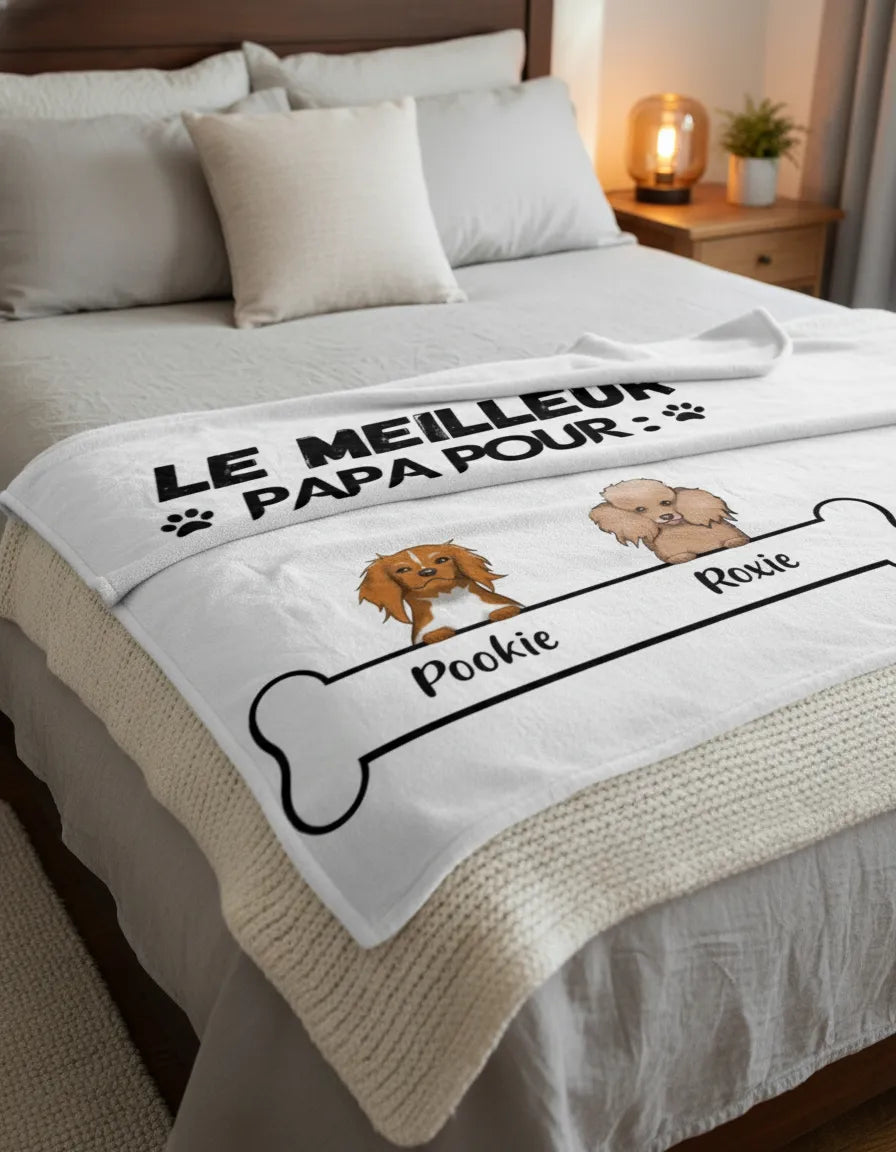 Couverture personnalisée avec Chien Meilleur Papa