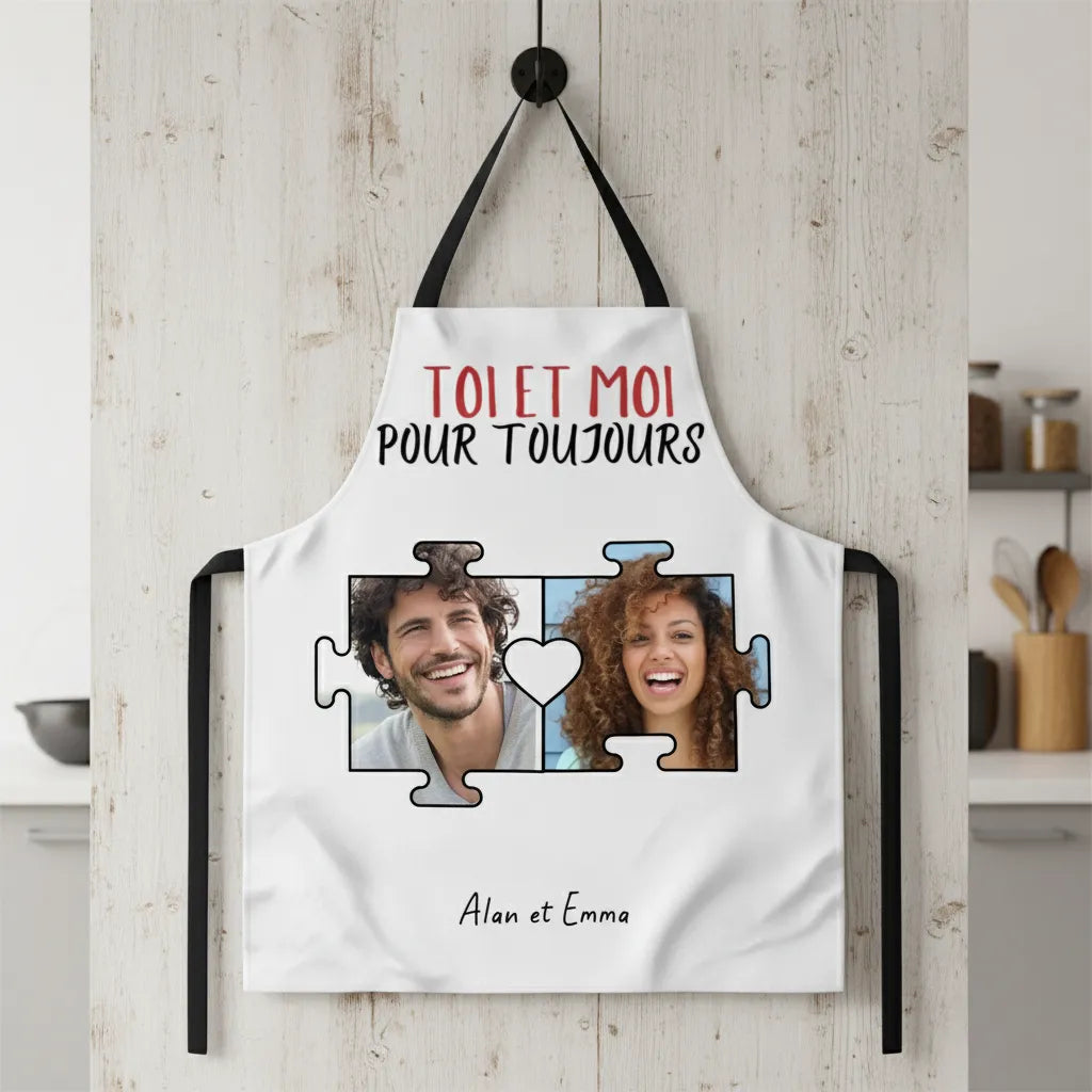 Tablier de cuisine personnalisé couple "Toi et Moi"