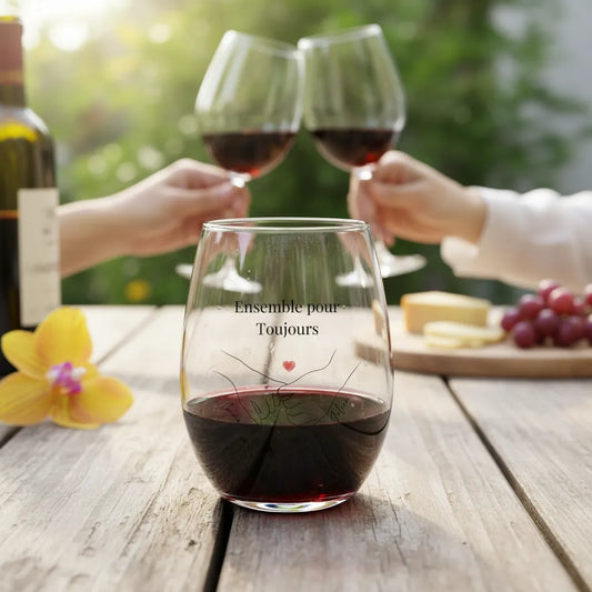 Verre a vin personnalise couple