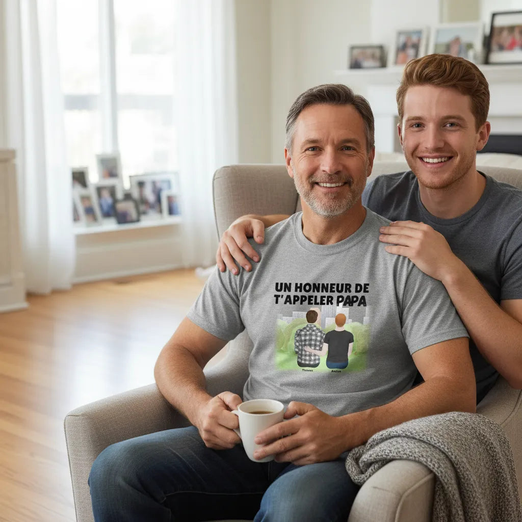 T shirt personnalisé papa et fils