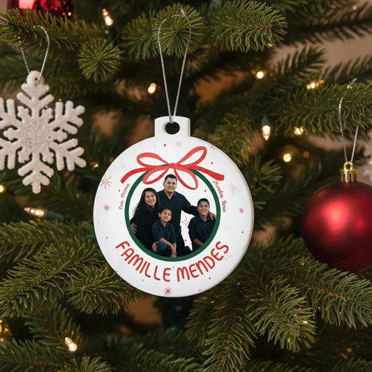 Boule de sapin de noël personnalisée famille
