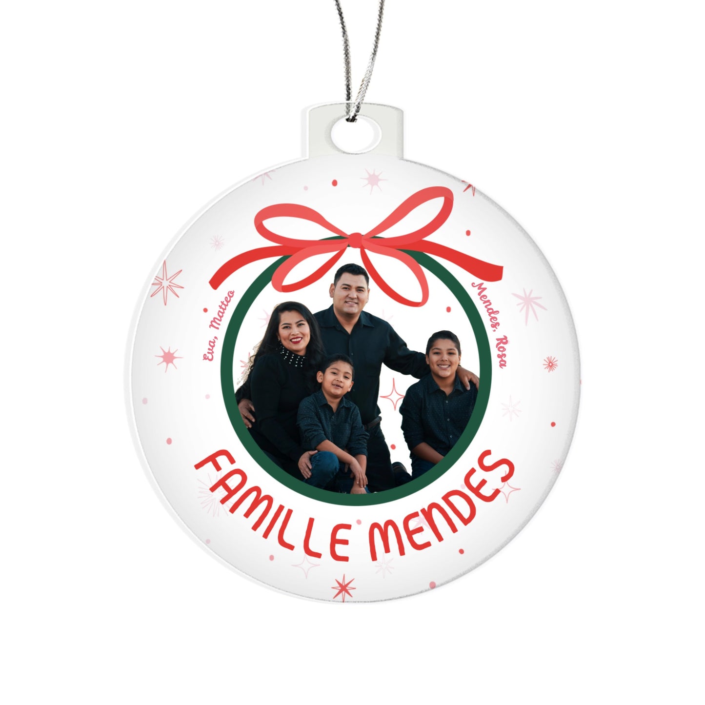 Boule de sapin noel personnalisee famille