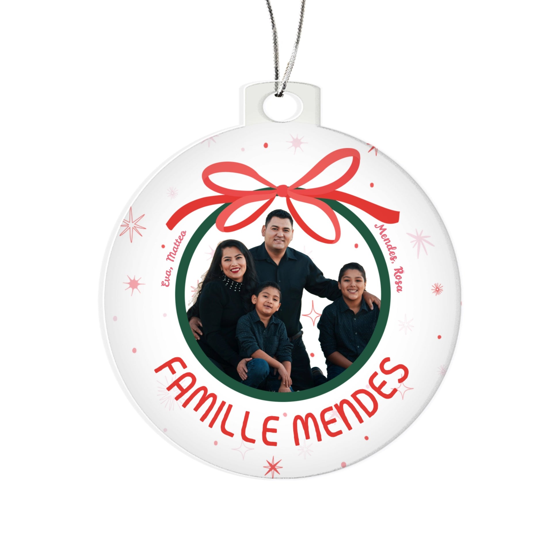 Boule de sapin noel personnalisee famille