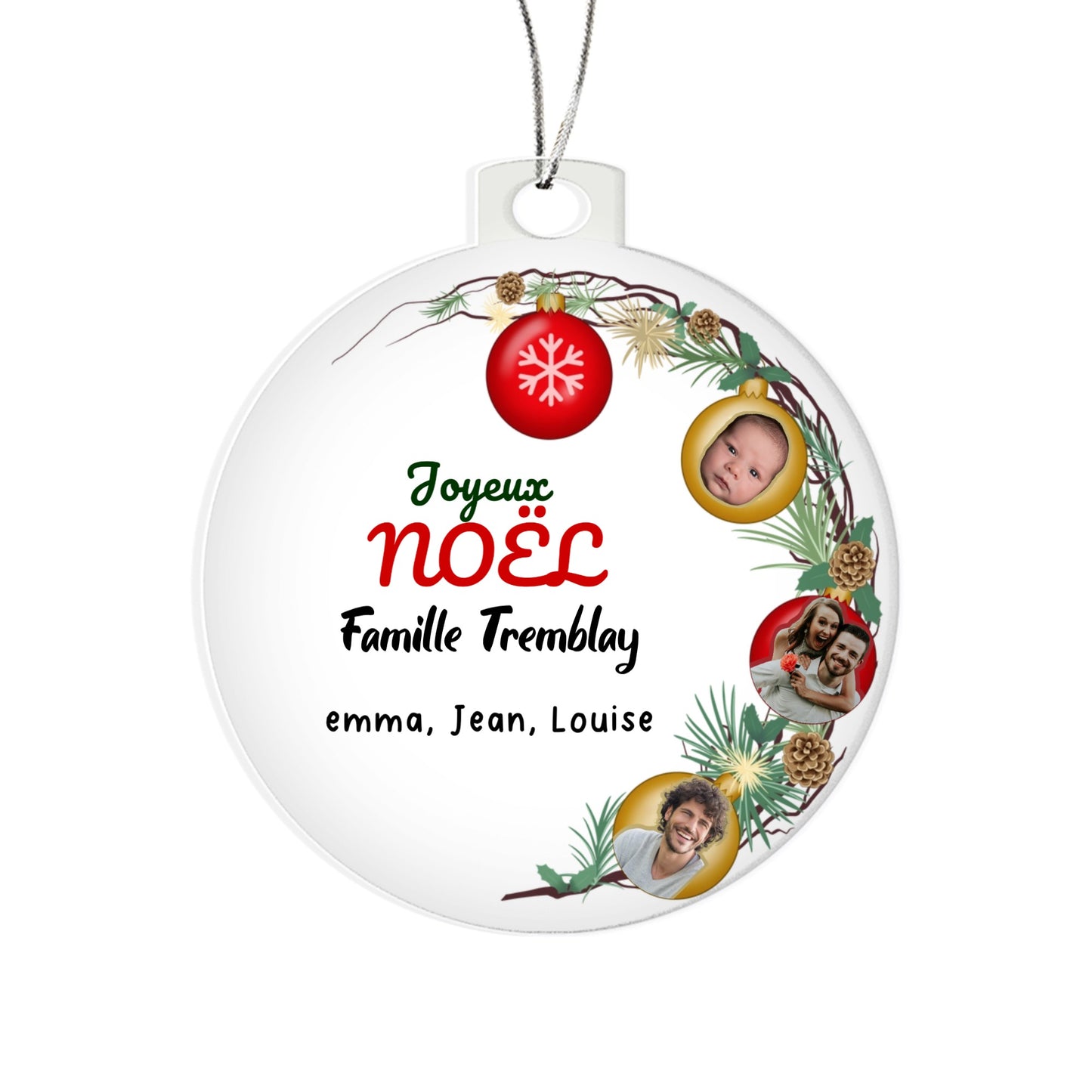 Boule noel famille personnalisee