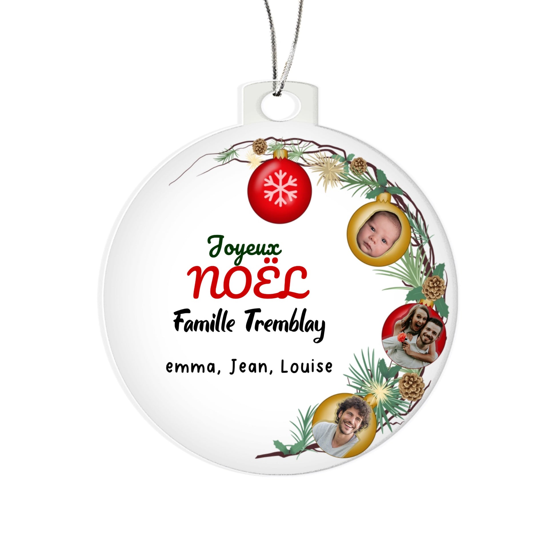 Boule noel famille personnalisee