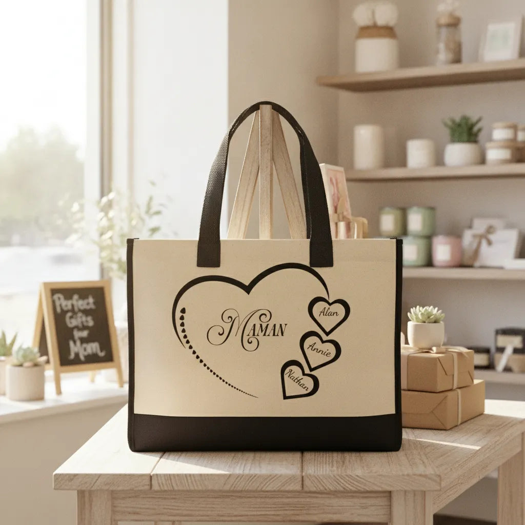 Grand Sac Fourre Tout En Coton Parent Et Enfant