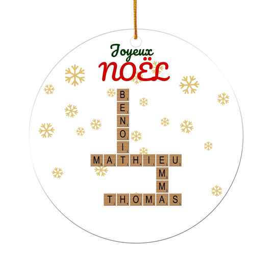 Ornement acrylique personnalise Famille Mots Croises