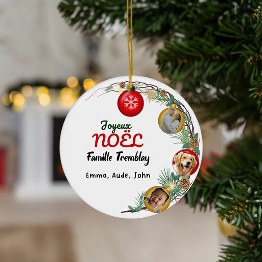 Ornement personnalise ceramique famille