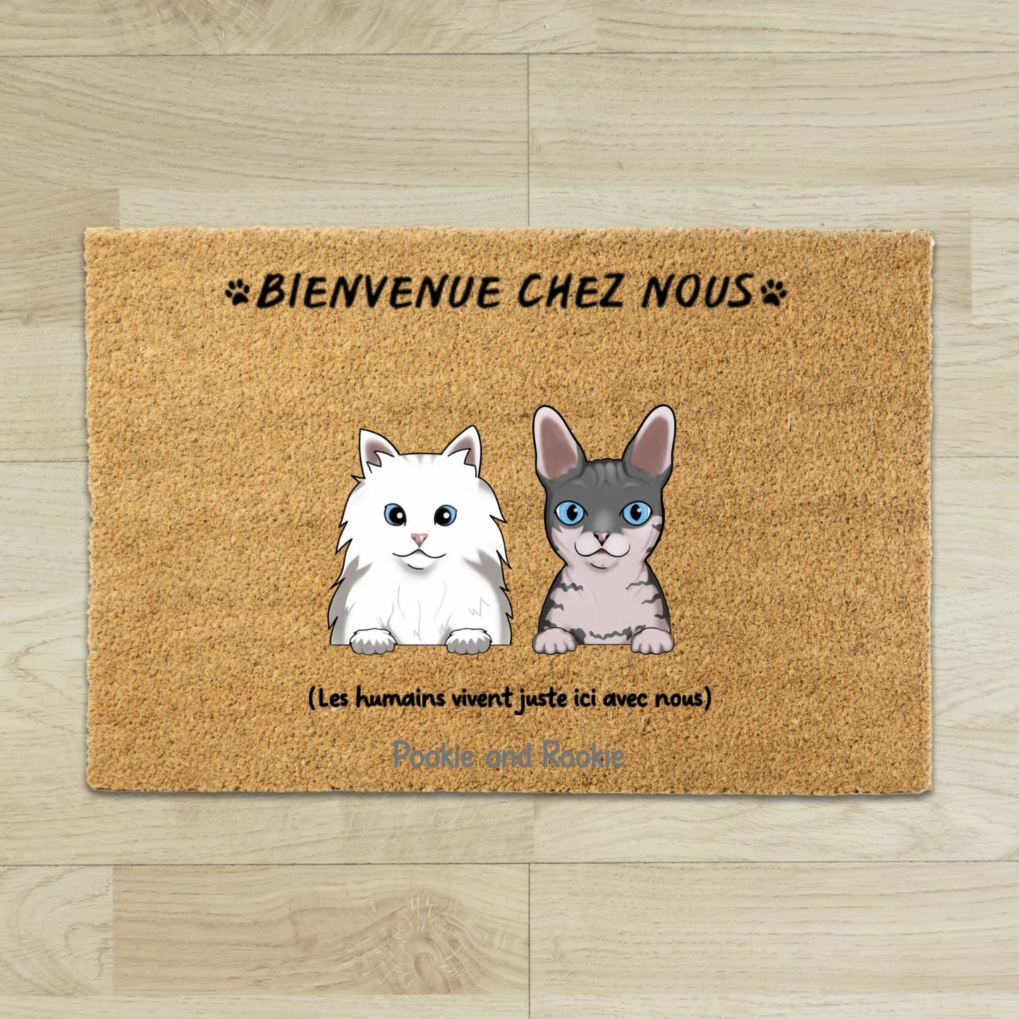 Tapis entree personnalise chat