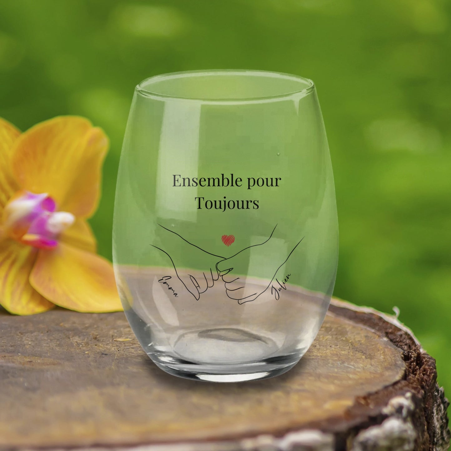 Verre vin personnalise couple