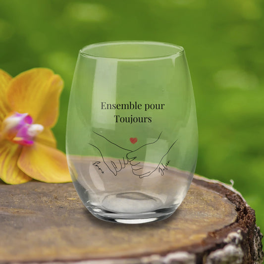 Verre vin personnalise couple