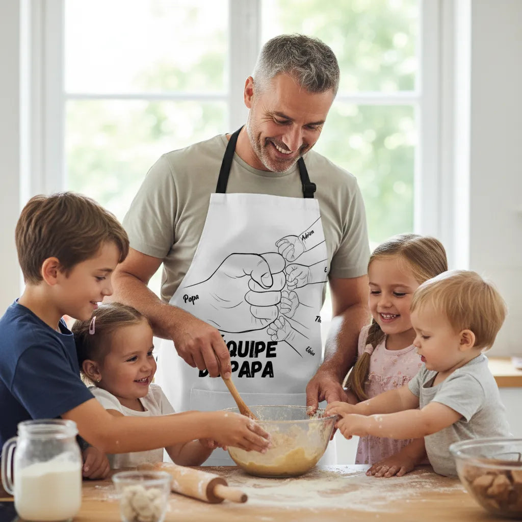 Tablier personnalisé papa "L'équipe de papa"