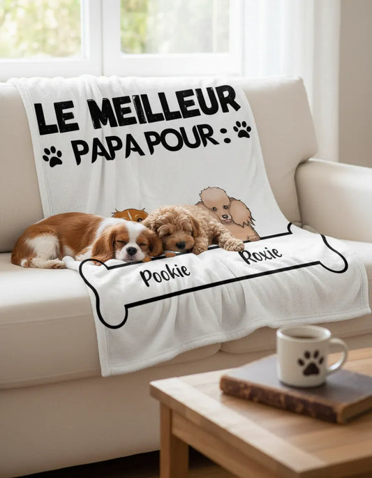 Couverture personnalisée avec Chien Meilleur Papa