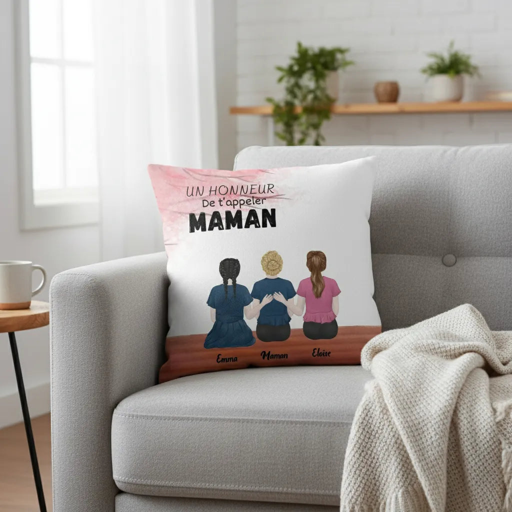 Coussin personnalisée mère et fille