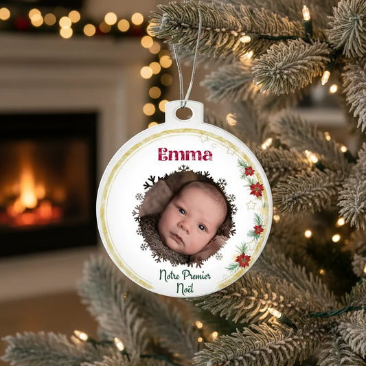 Boule de noël mon premier noel personnalisée