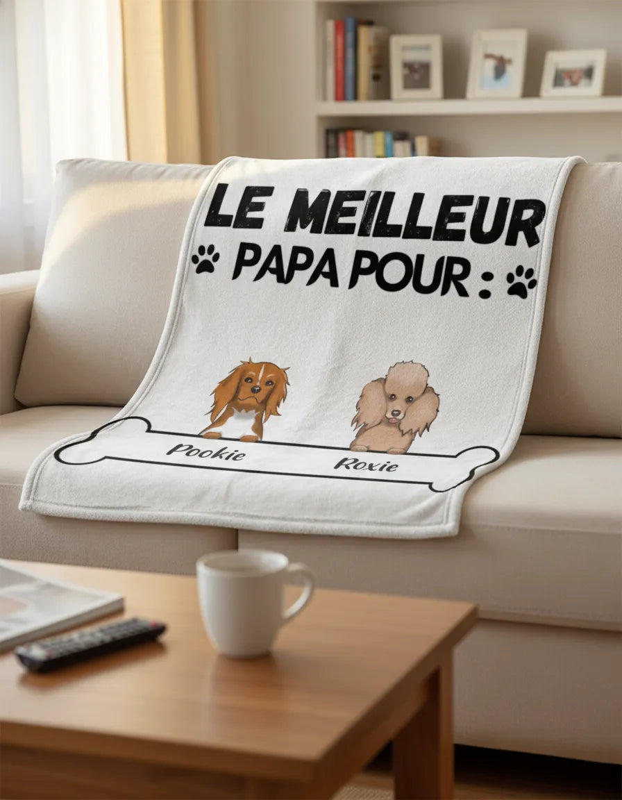 Couverture personnalisée avec Chien Meilleur Papa