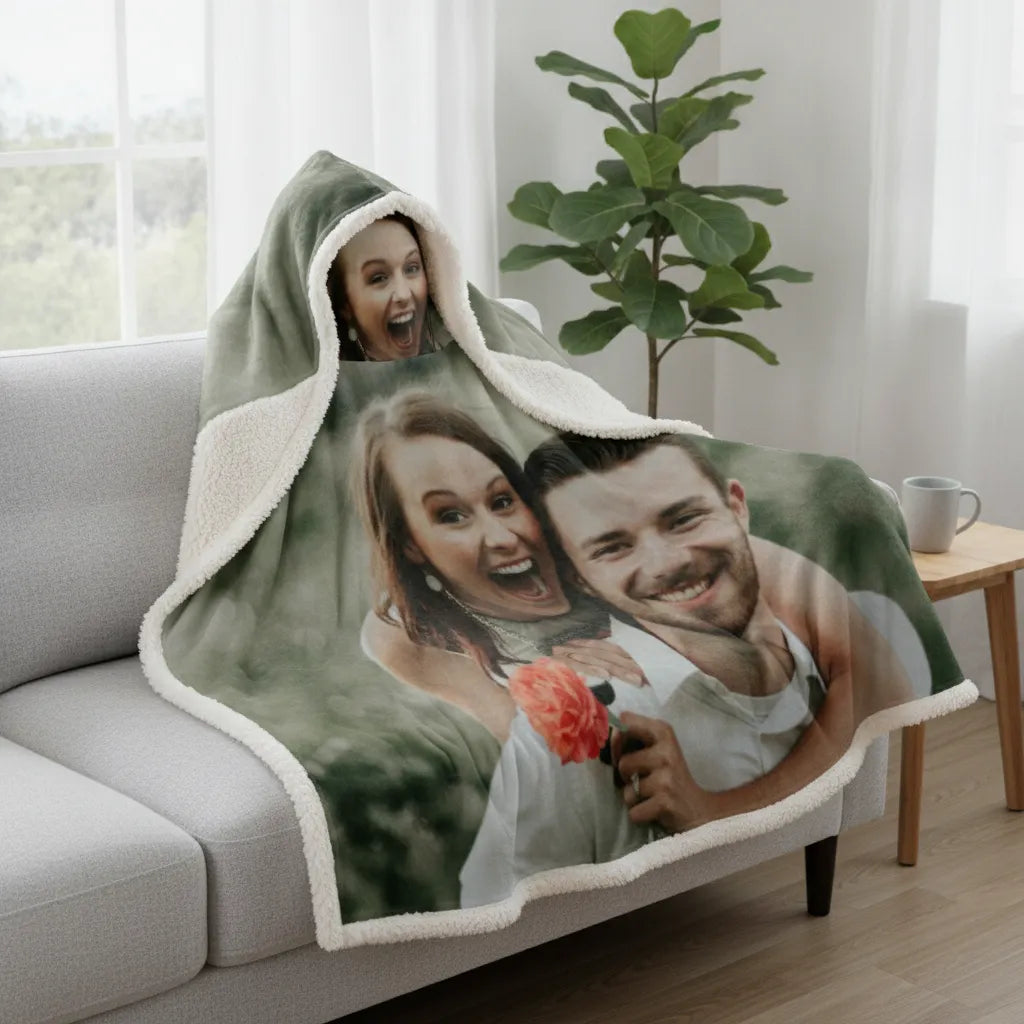 plaid capuche personnalise avec photo